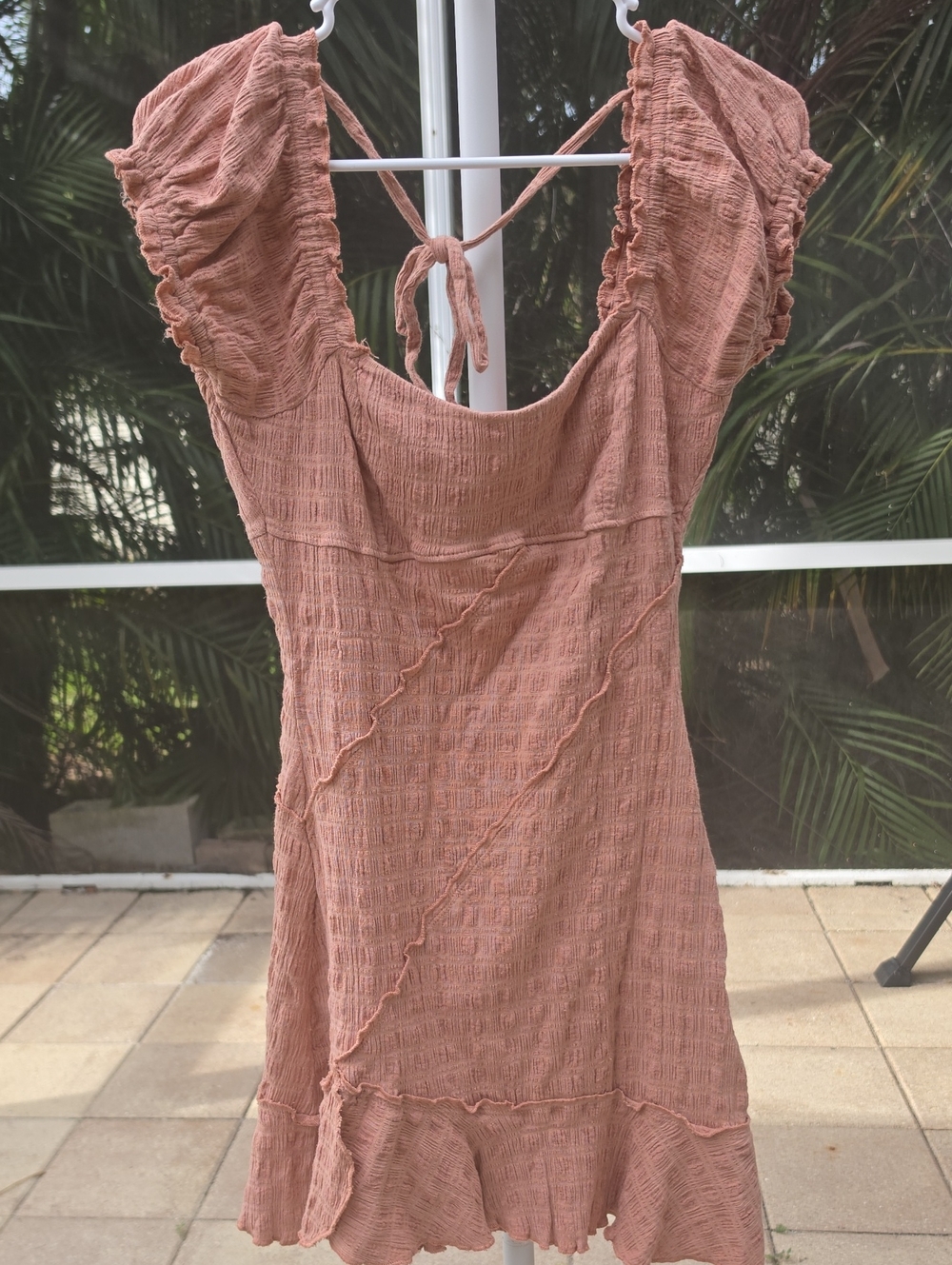 FREE PEOPLE 'Elle' Ruffled Asymmetrical Mini Dress - Cork